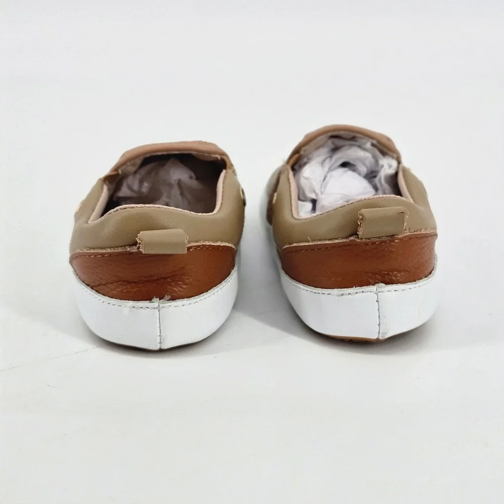 Little Love Bug Tan Quinn Slip On Leather Wide Toe Box Toddler Shoes Size 8 VGUC